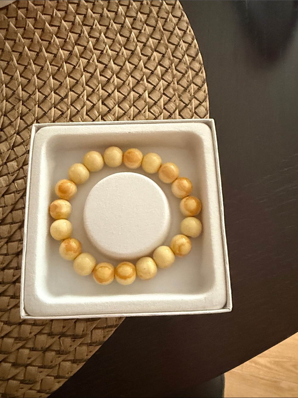 Beaded Stretch Bracelet in Honey Yellow